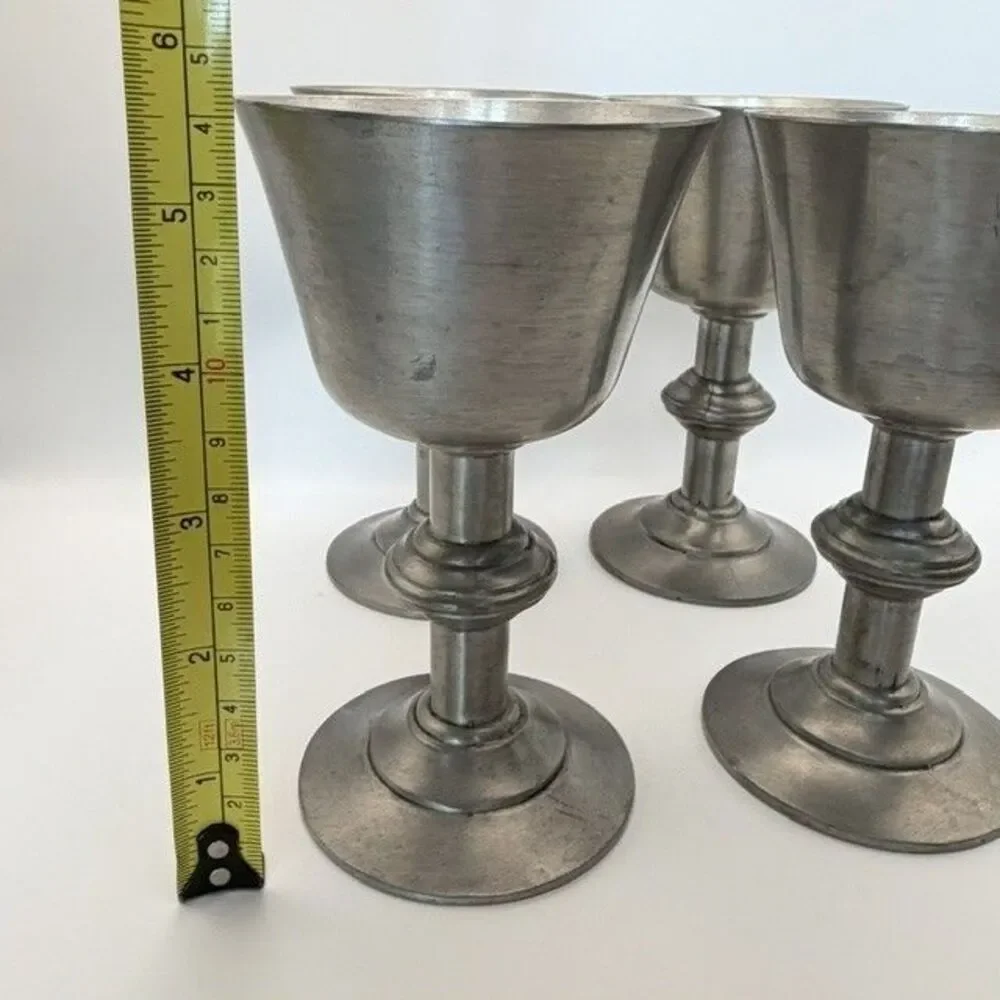 Set Of 4 International Silver Co Pewter Goblets Chalices Wine Glasses  4 in USA